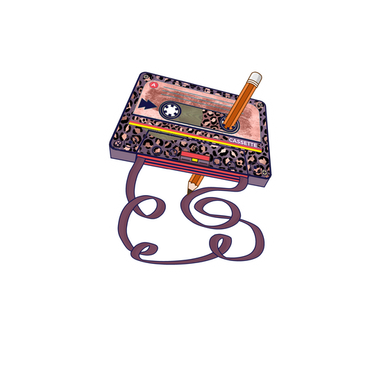 80s Cassette Tape Pencil Rewind Throwback Sticker