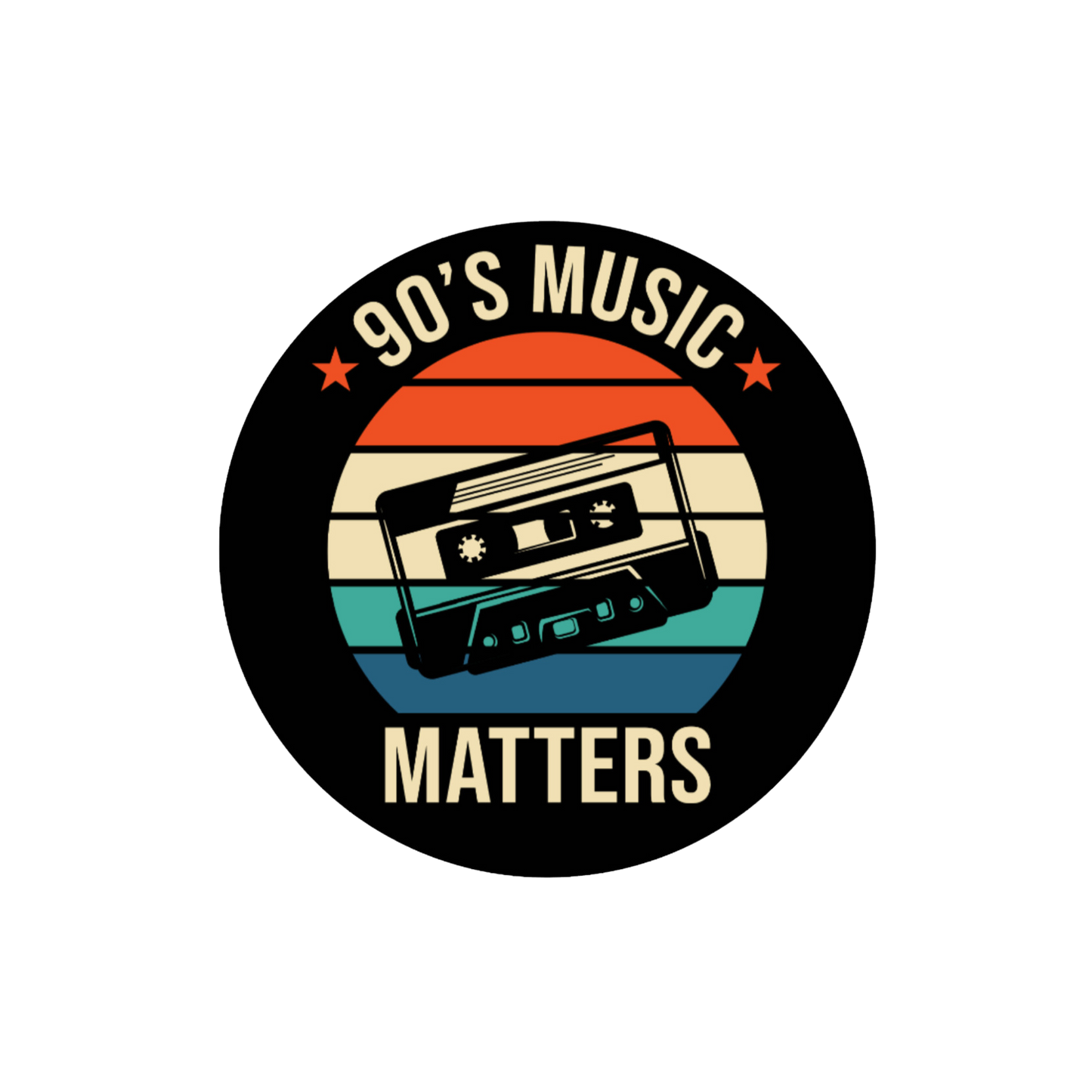 90's Music Matters Vintage Music Retro Waterproof Sticker