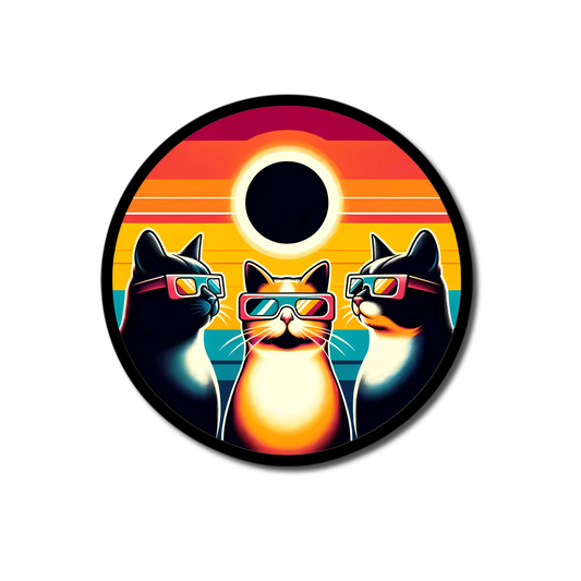 Cats Solar Eclipse 2024 Sticker Waterproof
